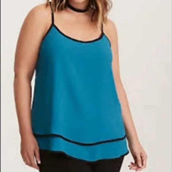 torrid Tops - TORRID Georgette Lace Back Double Swing Cami Size 2/2X
